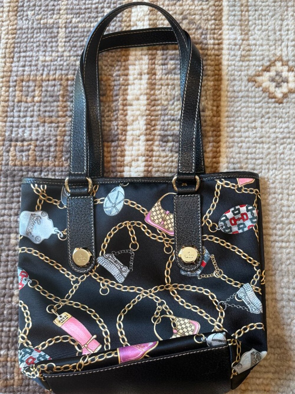 Vintage Gucci Satin Chain Print Bag (New)
